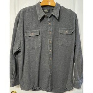 RedHead Mens 3XL Gray 100% Cotton Long Sleeve‎ Button Front Flannel Shirt